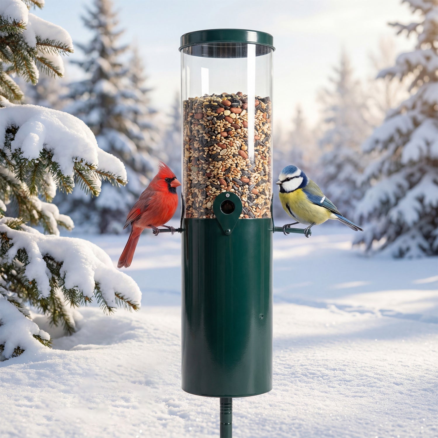 10 LBS Squirrel Proof Bird Feeder, Pole Mount And Baffle, Green Bird Supplies at Gallery Canada