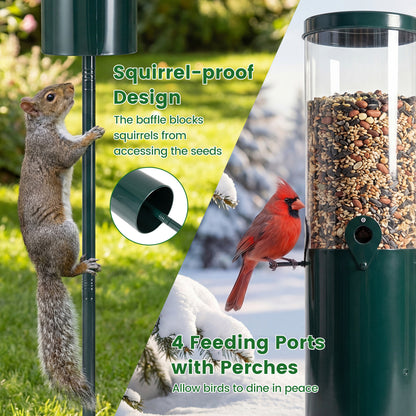 10 LBS Squirrel Proof Bird Feeder, Pole Mount And Baffle, Green Bird Supplies at Gallery Canada