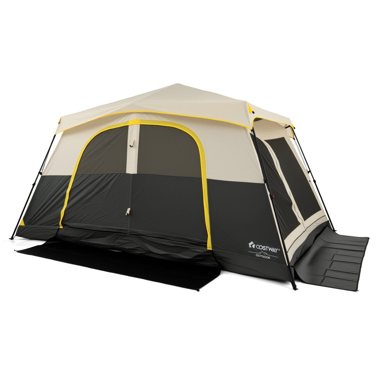 10 Person Instant Cabin Tent With Rainfly, 13x9 Ft, Beige