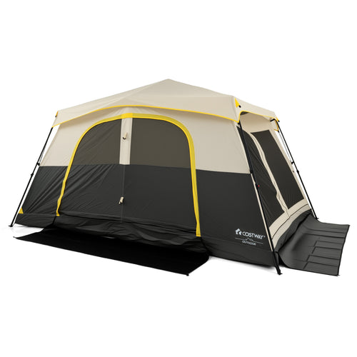 10 Person Instant Cabin Tent With Rainfly, 13x9 Ft, Beige