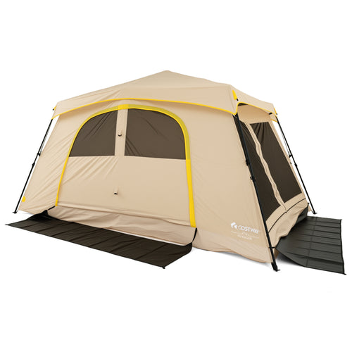 10 Person Instant Cabin Camping Tent with Rainfly 13 x 9 ft, Coffee
