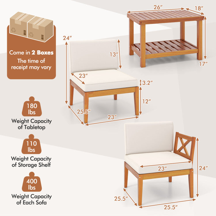 10-Piece Acacia Wood Outdoor Patio Set, White
