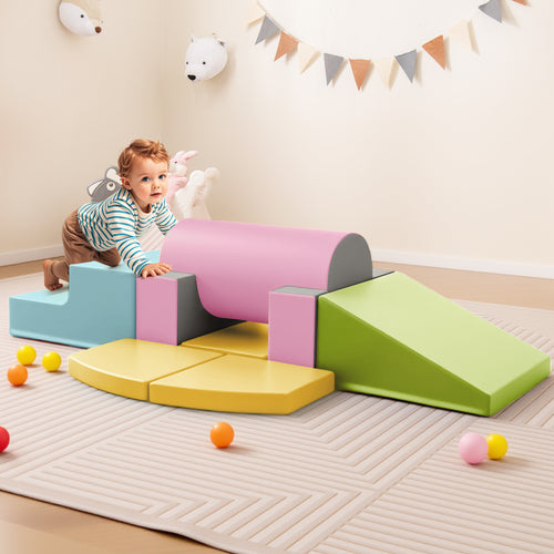 10-Piece Foam Climbing Toys for Toddlers Soft Foam PU Leather Building Blocks, Yellow