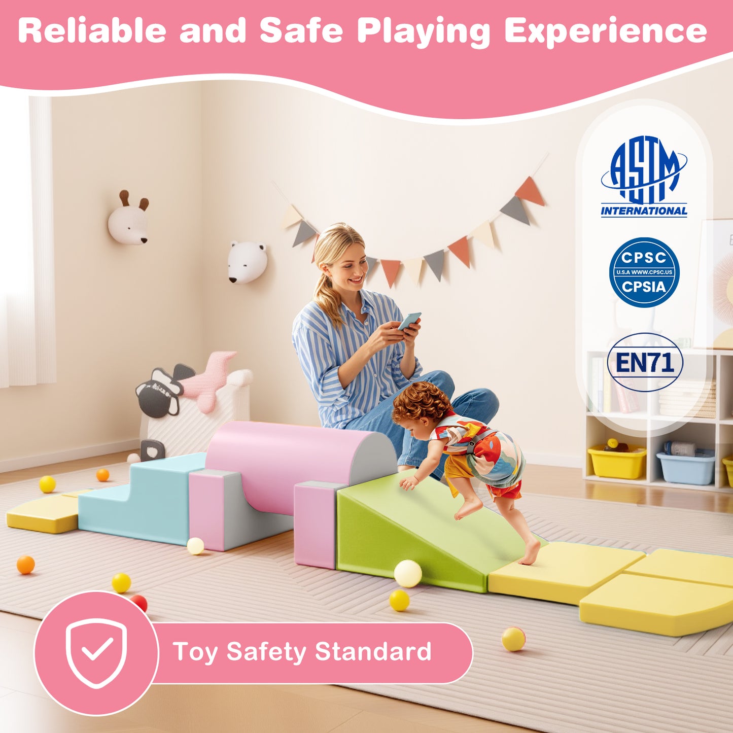 10-Piece Foam Climbing Toys for Toddlers Soft Foam PU Leather Building Blocks, Yellow Climbers & Slides at Gallery Canada