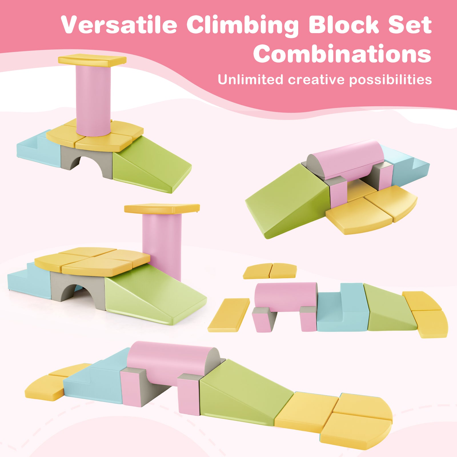 10-Piece Foam Climbing Toys for Toddlers Soft Foam PU Leather Building Blocks, Yellow Climbers & Slides at Gallery Canada