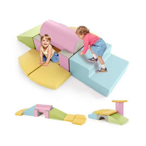 10-Piece Foam Climbing Toys for Toddlers Soft Foam PU Leather Building Blocks, Yellow