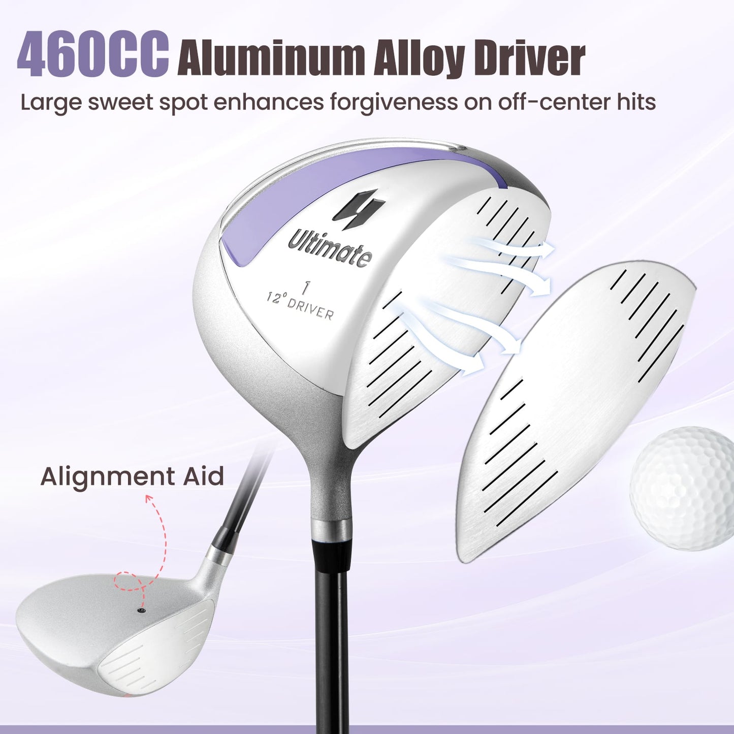 10 Piece Ladies Golf Club Set, Alloy Driver, Purple Golf at Gallery Canada