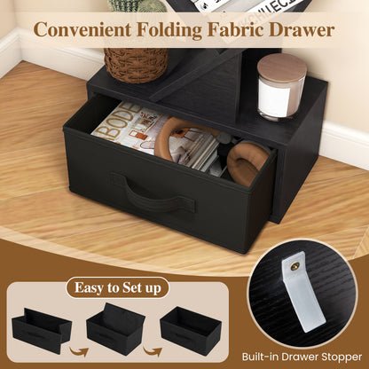 10-Tier Bookshelf With Drawer, Black