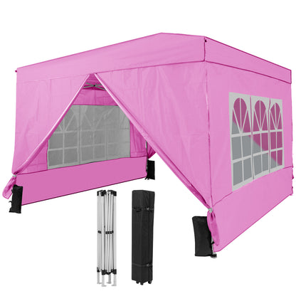 10 X 10 FT Pop up Canopy Tent Outdoor Patio Commercial Sunshade Shelter with 4 Sidewalls, Pink Canopies Pink at Gallery Canada