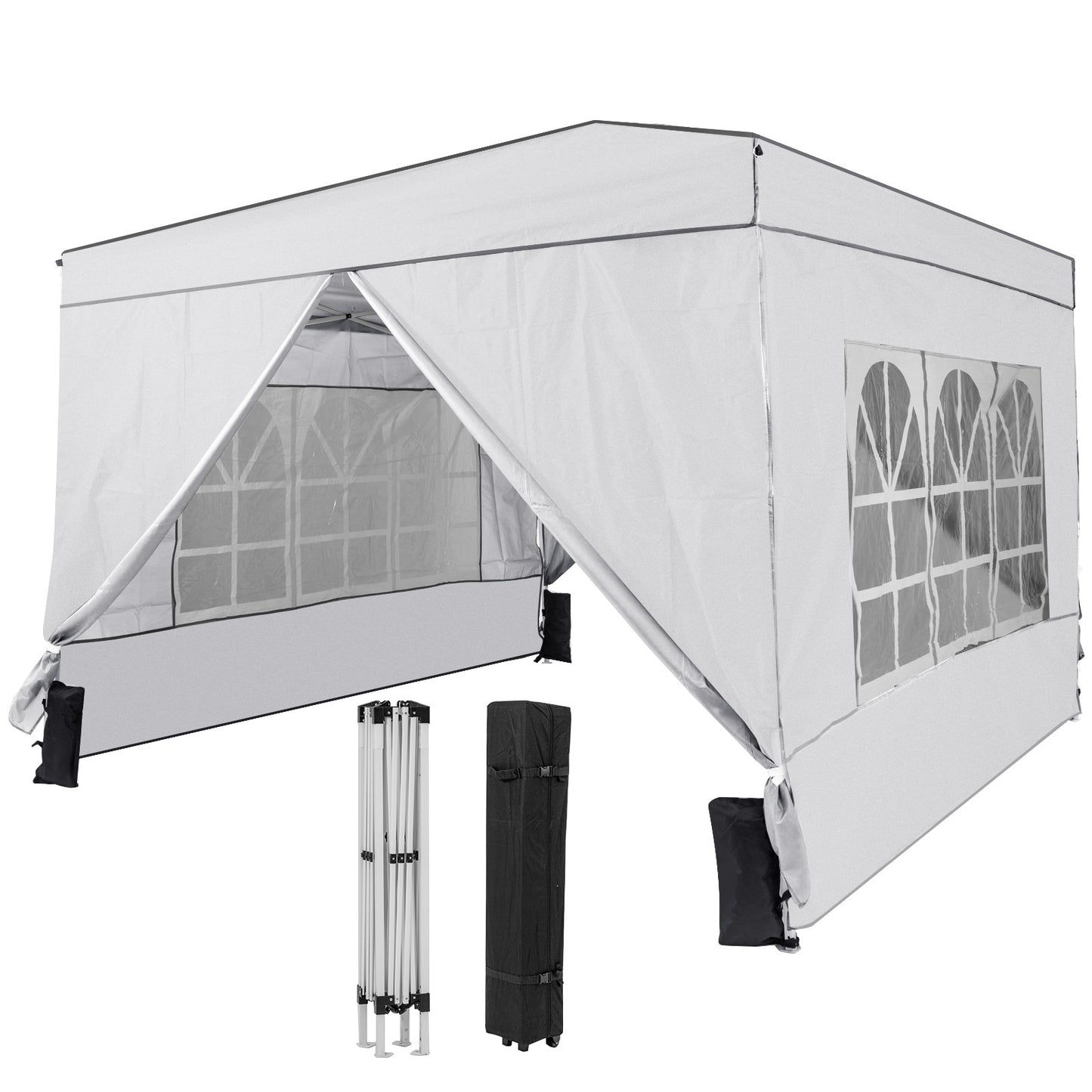 10 X 10 FT Pop up Canopy Tent Outdoor Patio Commercial Sunshade Shelter with 4 Sidewalls, White Canopies White at Gallery Canada