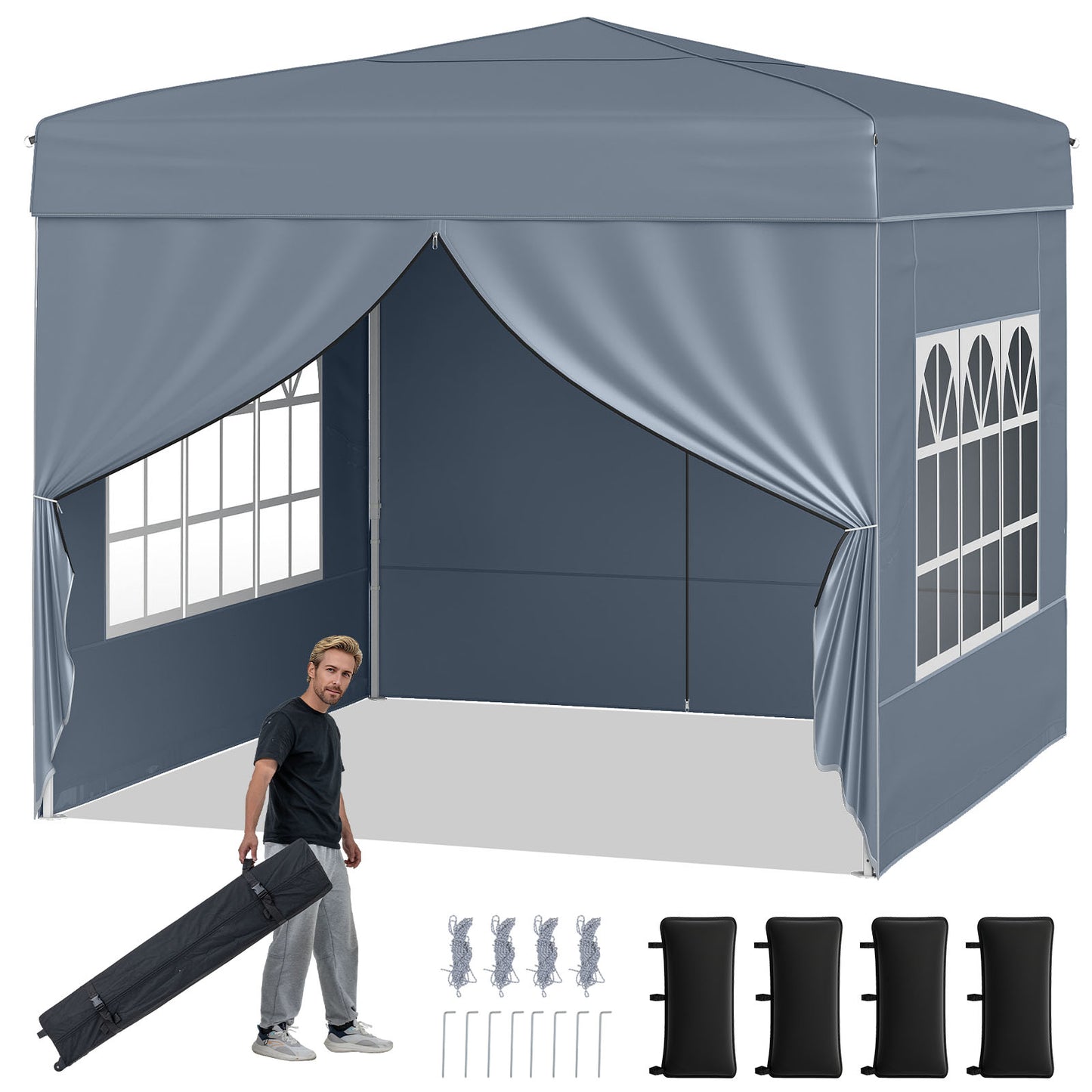 10 X 10 FT Pop Up Canopy Tent, Outdoor Patio Shelter, Gray Canopies Gray at Gallery Canada