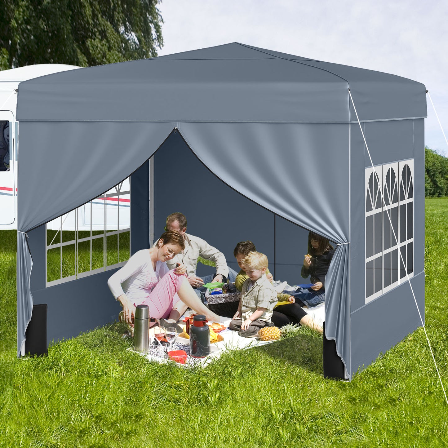 10 X 10 FT Pop Up Canopy Tent, Outdoor Patio Shelter, Gray Canopies at Gallery Canada