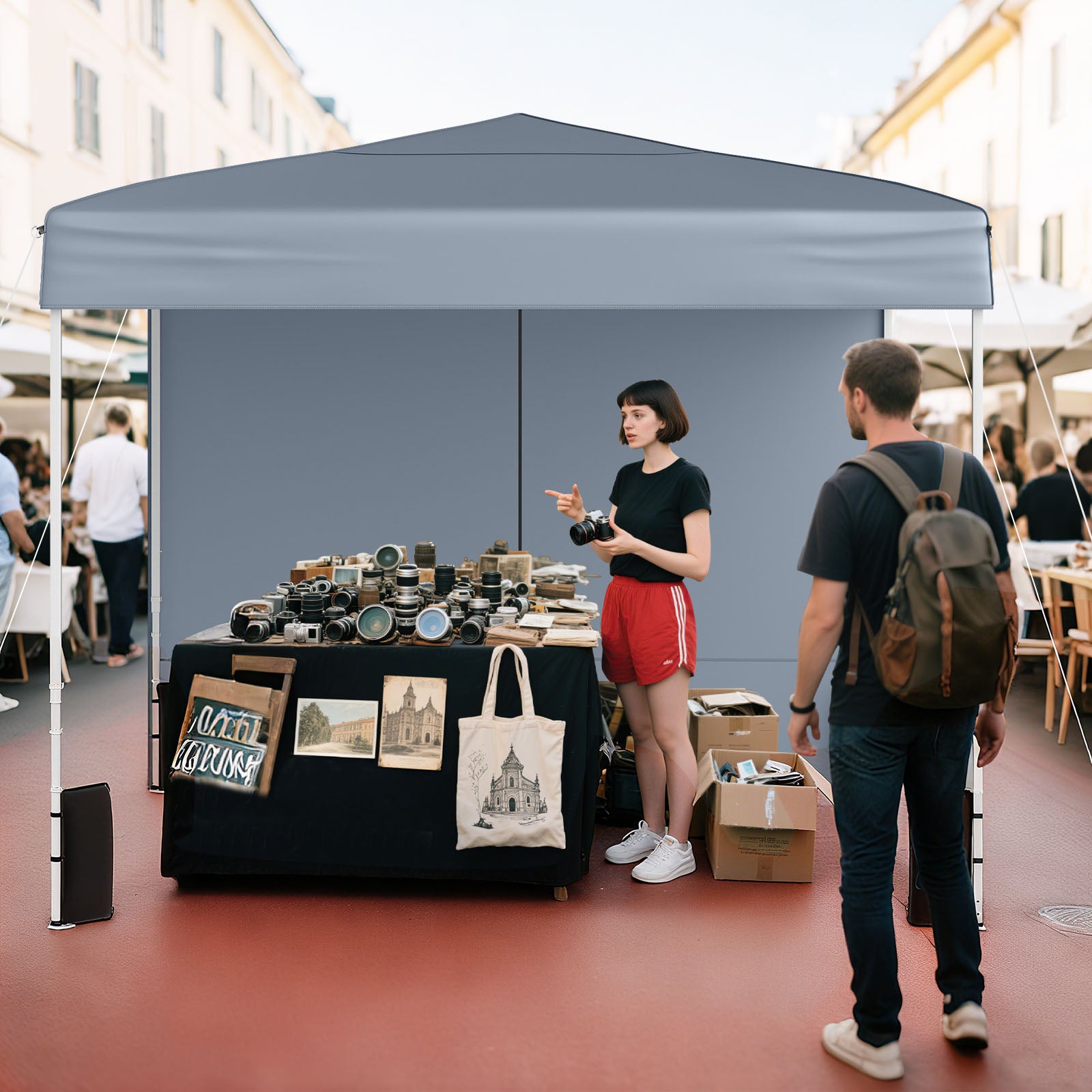 10 X 10 FT Pop Up Canopy Tent, Outdoor Patio Shelter, Gray Canopies at Gallery Canada