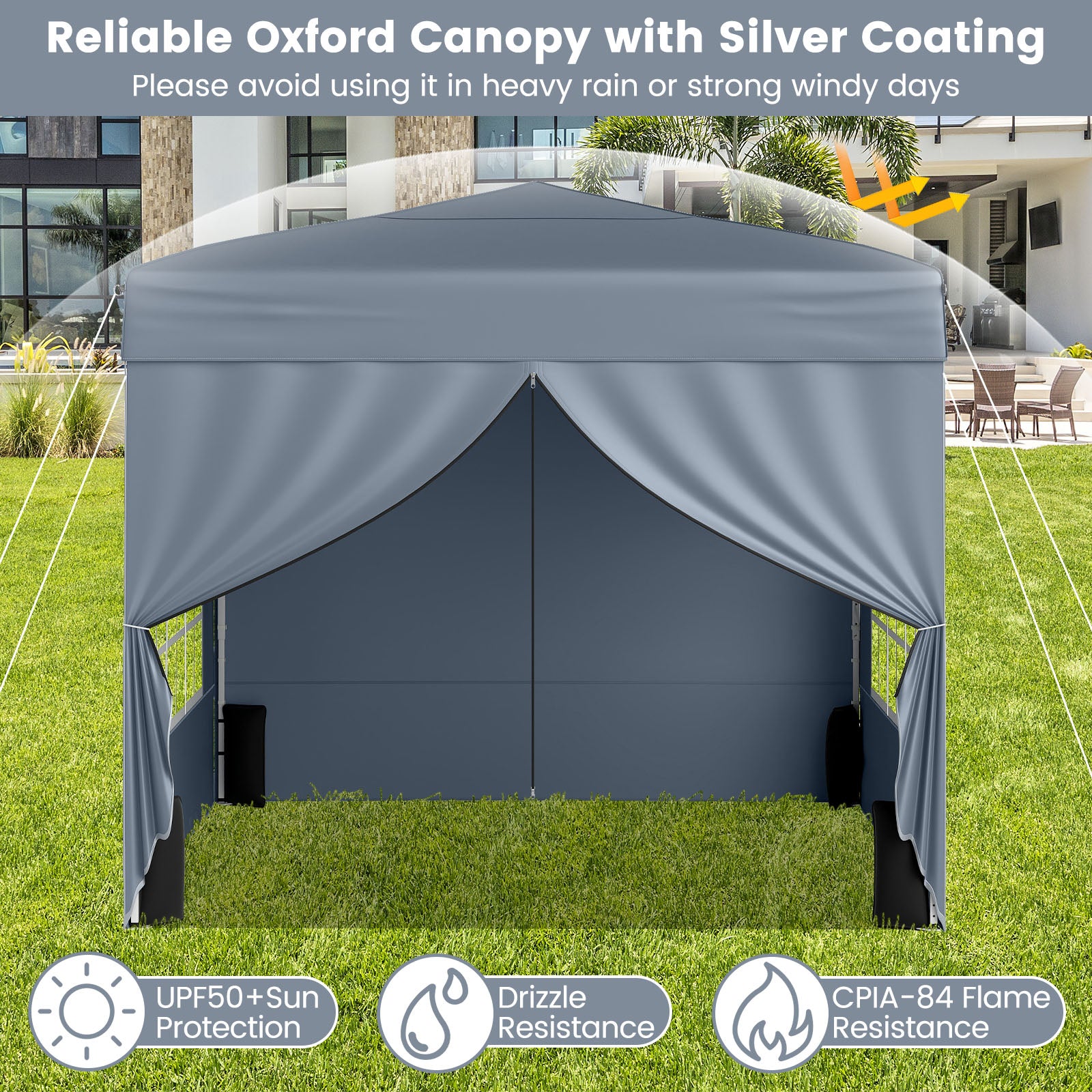 10 X 10 FT Pop Up Canopy Tent, Outdoor Patio Shelter, Gray Canopies at Gallery Canada