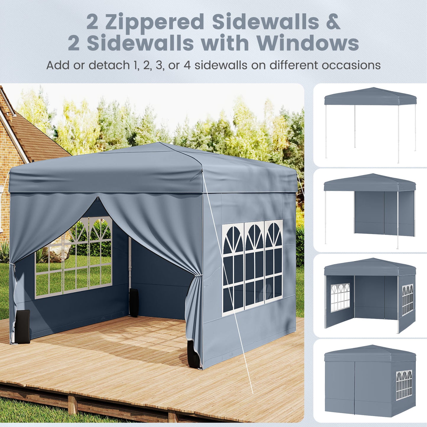 10 X 10 FT Pop Up Canopy Tent, Outdoor Patio Shelter, Gray Canopies at Gallery Canada