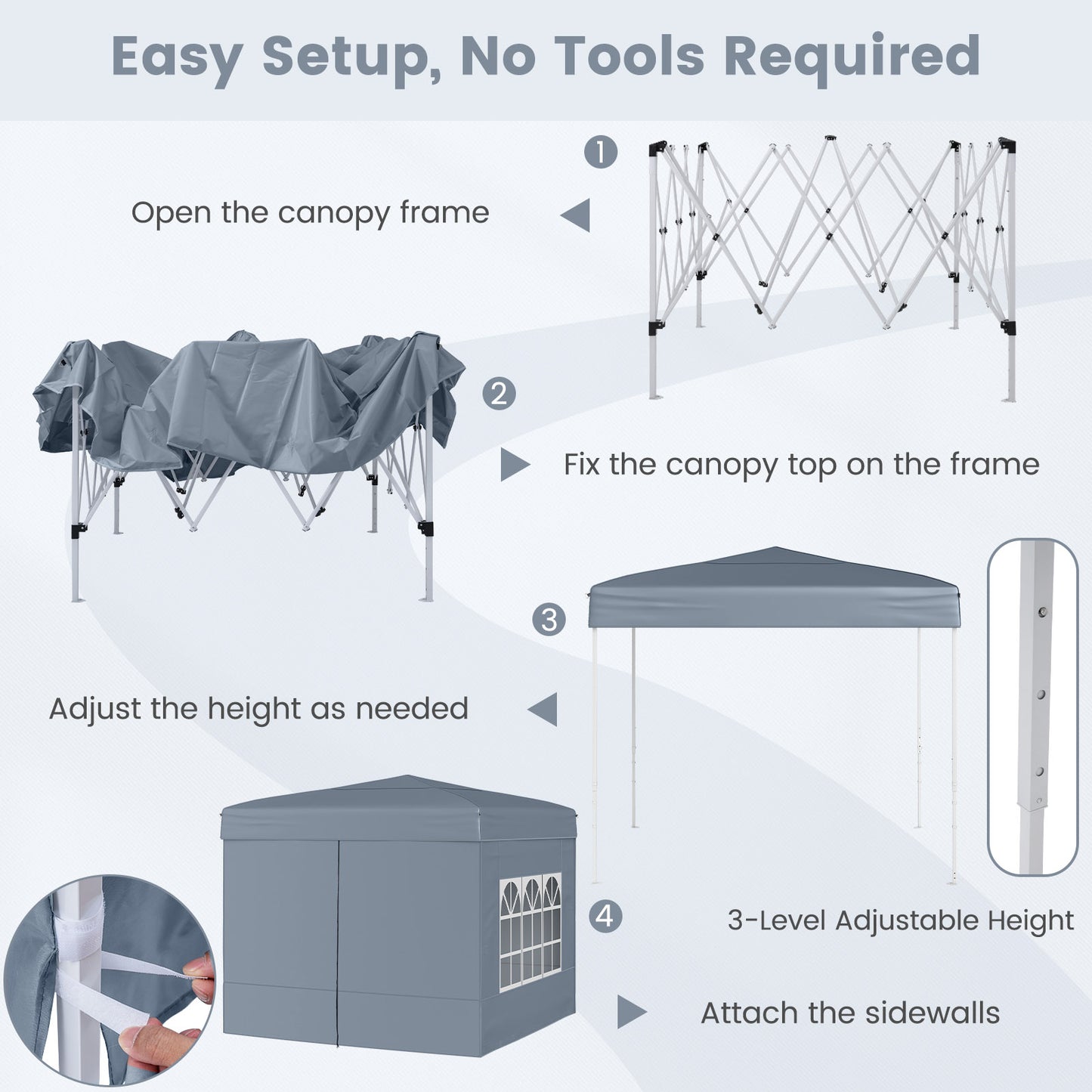 10 X 10 FT Pop Up Canopy Tent, Outdoor Patio Shelter, Gray Canopies at Gallery Canada
