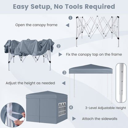 10 X 10 FT Pop Up Canopy Tent, Outdoor Patio Shelter, Gray Canopies at Gallery Canada