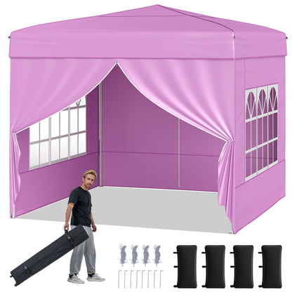 10 X 10 FT Pop Up Canopy Tent, With 4 Sidewalls, Pink Canopies at Gallery Canada