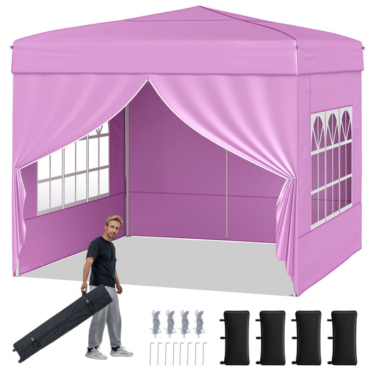 10 X 10 FT Pop Up Canopy Tent, With 4 Sidewalls, Pink Canopies Pink at Gallery Canada