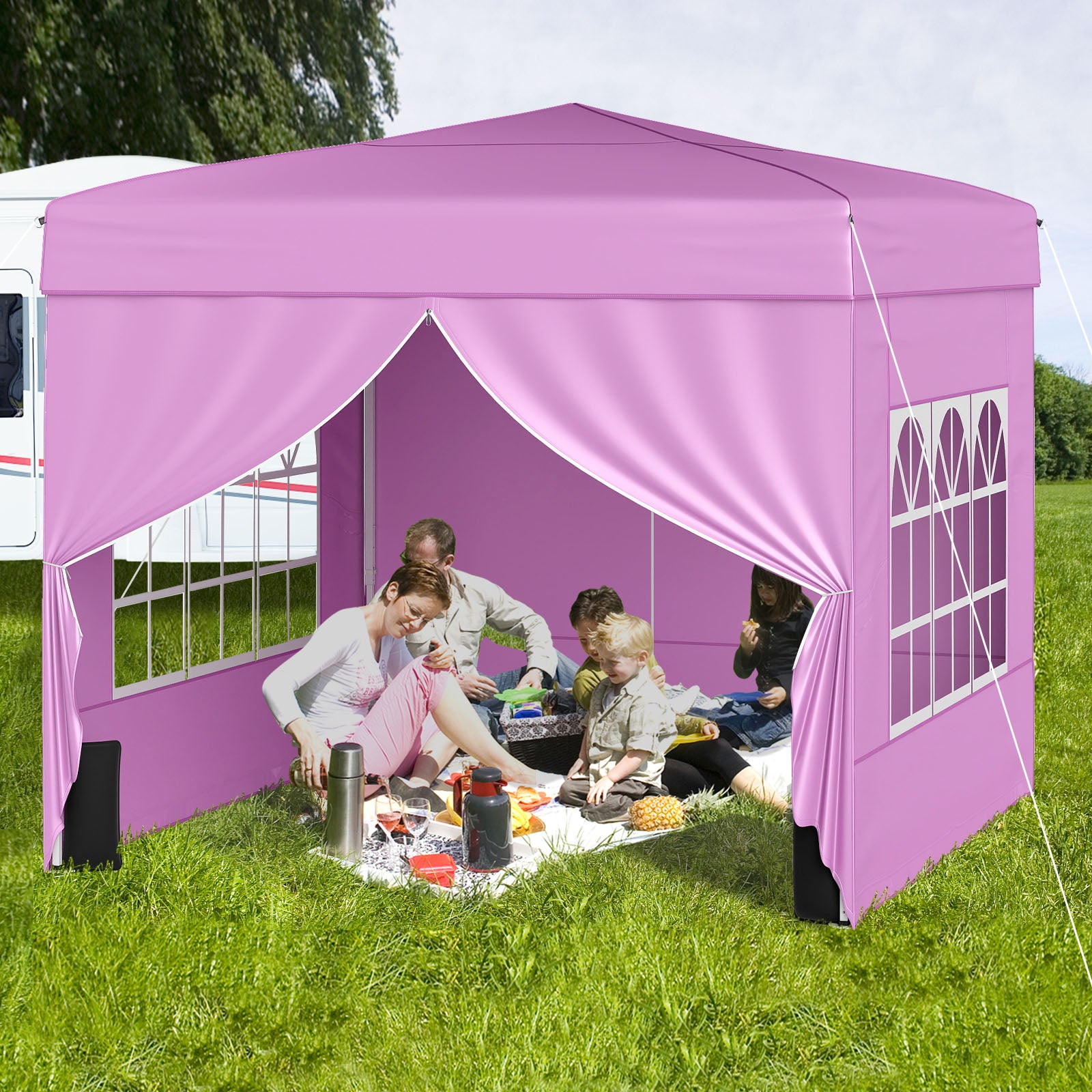 10 X 10 FT Pop Up Canopy Tent, With 4 Sidewalls, Pink Canopies at Gallery Canada