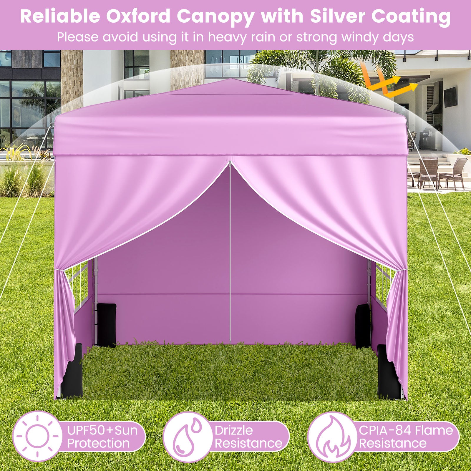 10 X 10 FT Pop Up Canopy Tent, With 4 Sidewalls, Pink Canopies at Gallery Canada