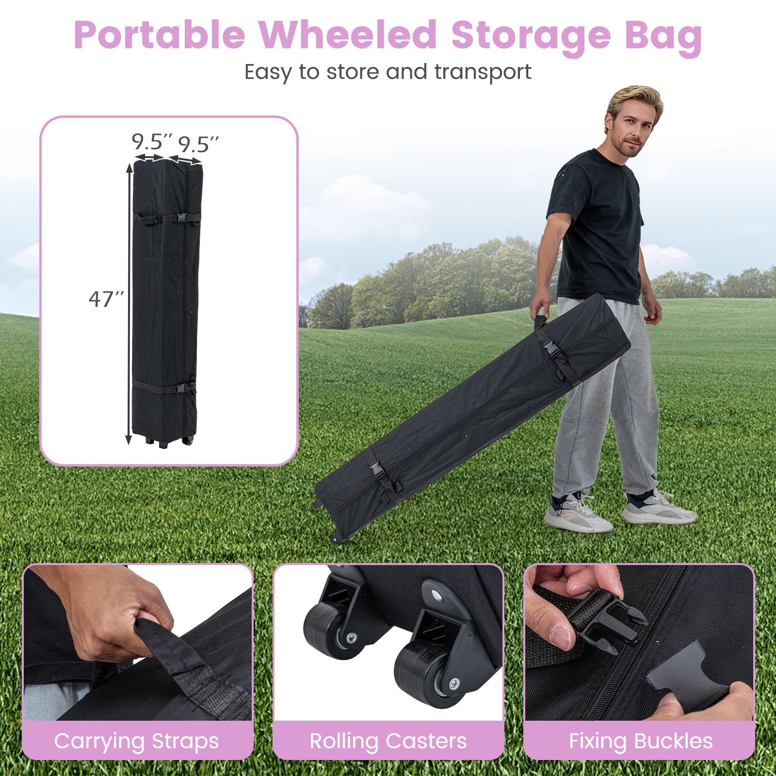 10 X 10 FT Pop Up Canopy Tent, With 4 Sidewalls, Pink Canopies at Gallery Canada