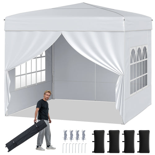 10 X 10 FT Pop Up Canopy Tent, Outdoor Patio Commercial Sunshade Shelter, White