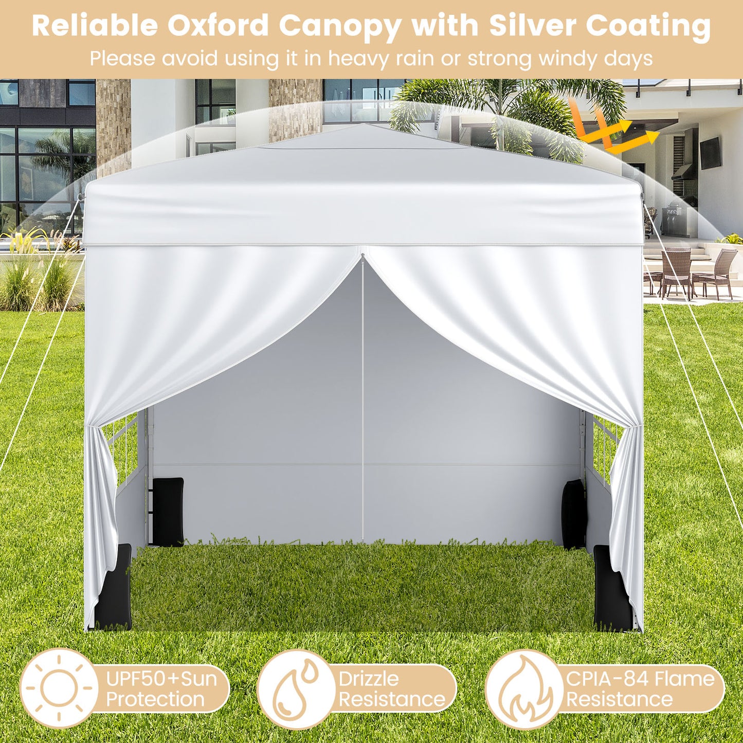 10 X 10 FT Pop Up Canopy Tent, Outdoor Patio Commercial Sunshade Shelter, White Canopies at Gallery Canada