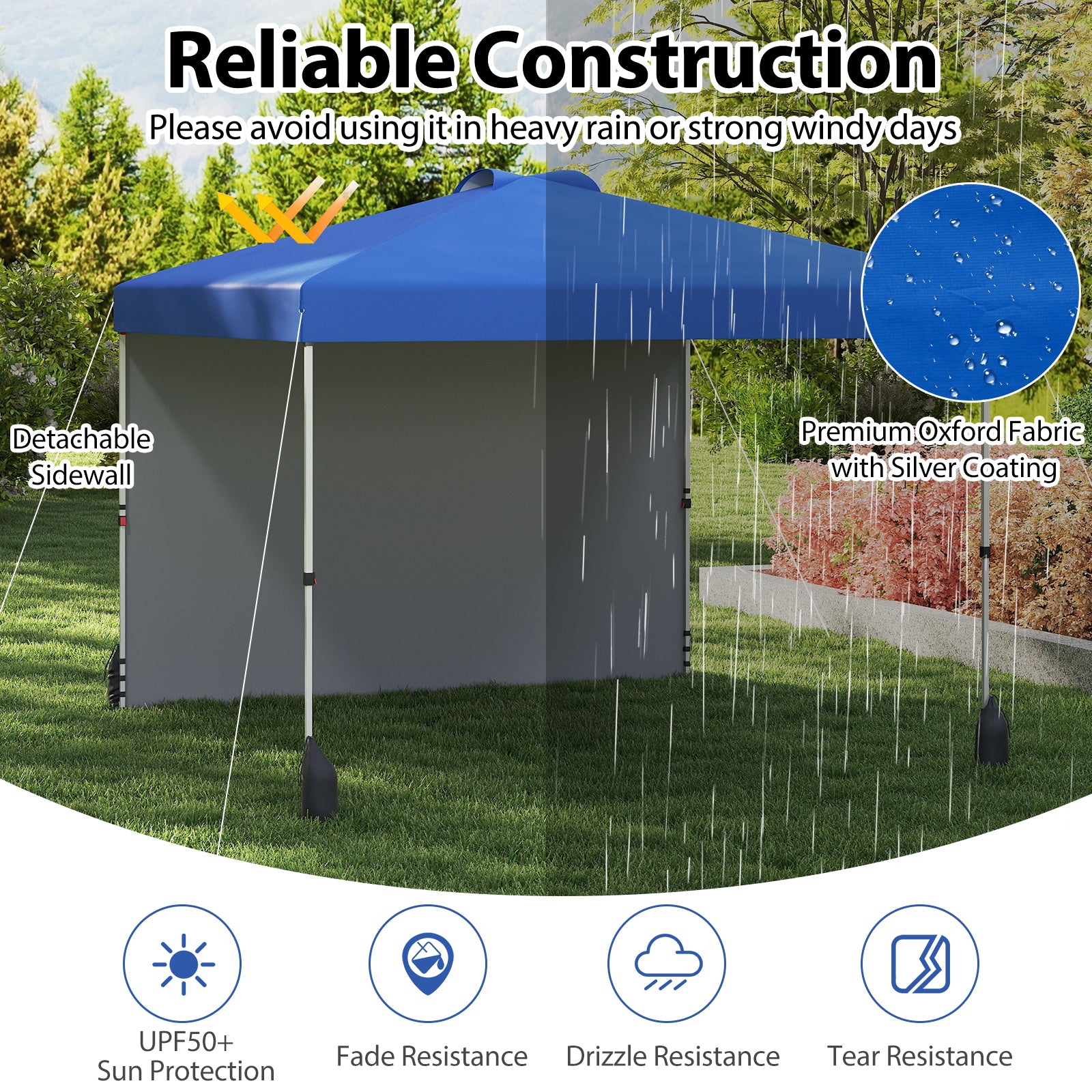 10 X 10 FT Pop Up Canopy Tent, With Sidewall And Wheeled Bag, Blue Canopies at Gallery Canada
