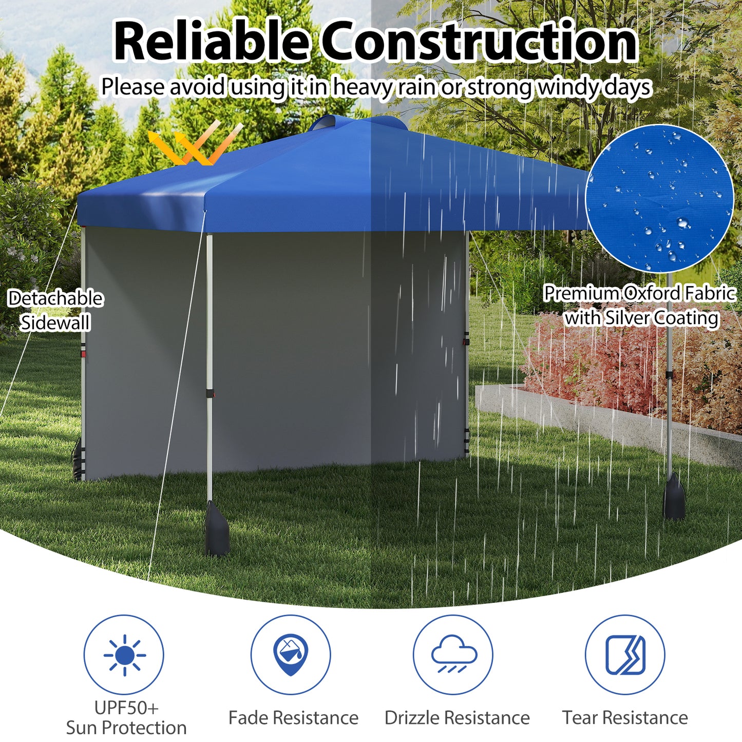 10 X 10 FT Pop Up Canopy Tent, With Sidewall And Wheeled Bag, Blue Canopies at Gallery Canada