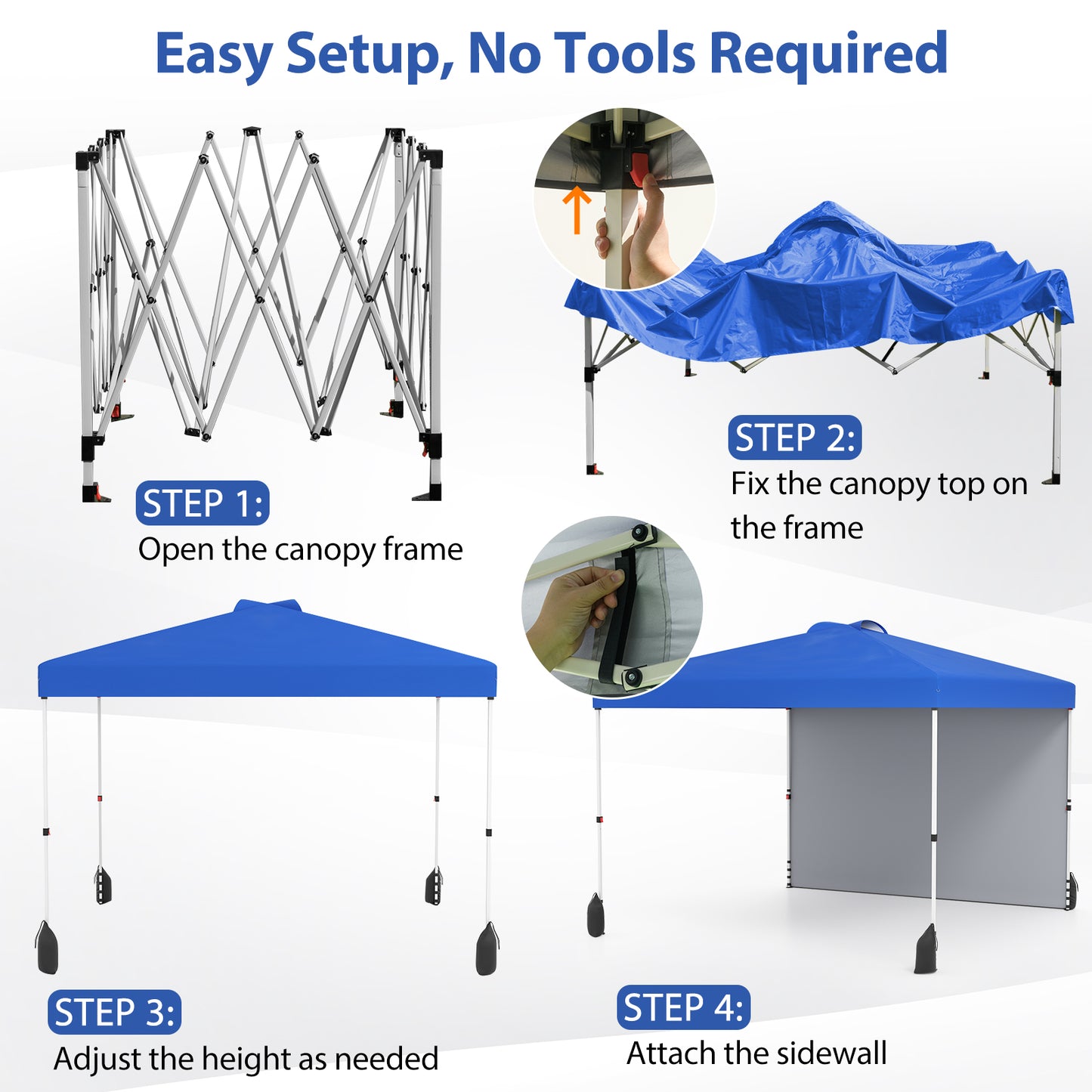 10 X 10 FT Pop Up Canopy Tent, With Sidewall And Wheeled Bag, Blue Canopies at Gallery Canada