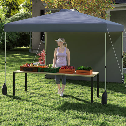 10 X 10 FT Pop Up Canopy Tent, With Sidewall And Wheeled Bag, Gray Canopies at Gallery Canada