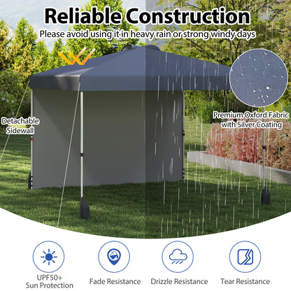 10 X 10 FT Pop Up Canopy Tent, With Sidewall And Wheeled Bag, Gray Canopies at Gallery Canada