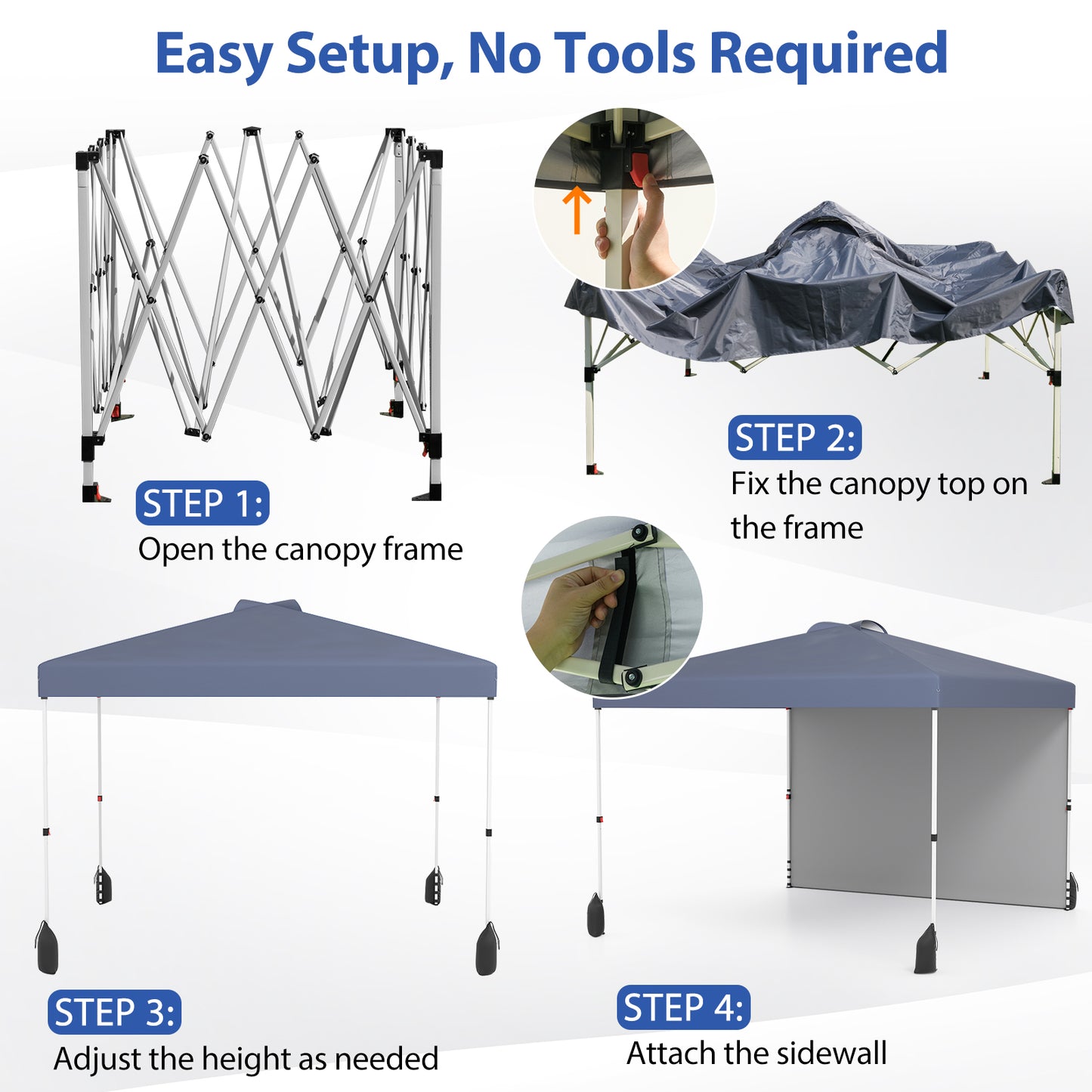 10 X 10 FT Pop Up Canopy Tent, With Sidewall And Wheeled Bag, Gray Canopies at Gallery Canada
