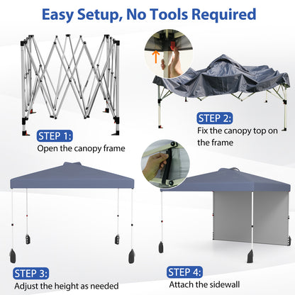 10 X 10 FT Pop Up Canopy Tent, With Sidewall And Wheeled Bag, Gray Canopies at Gallery Canada