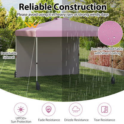 10 X 10 FT Pop Up Canopy Tent With Sidewall, Wheeled Bag, Pink Canopies at Gallery Canada