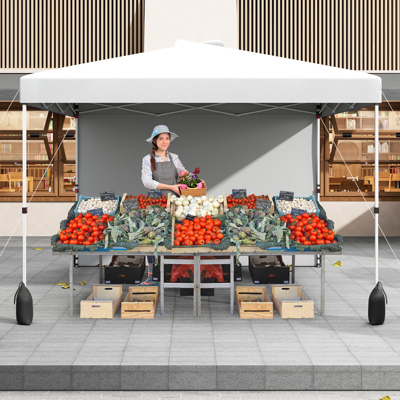 10 X 10 FT Pop up Canopy Tent with 1 Sidewall and Wheeled Bag, White Canopies at Gallery Canada