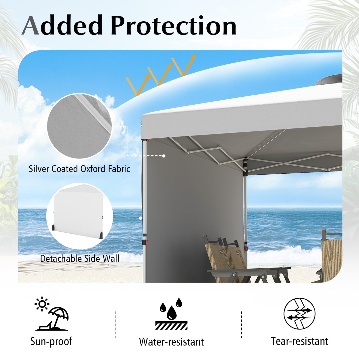 10 X 10 FT Pop up Canopy Tent with 1 Sidewall and Wheeled Bag, White Canopies at Gallery Canada