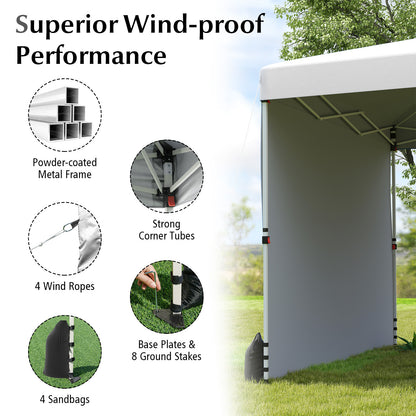 10 X 10 FT Pop up Canopy Tent with 1 Sidewall and Wheeled Bag, White Canopies at Gallery Canada