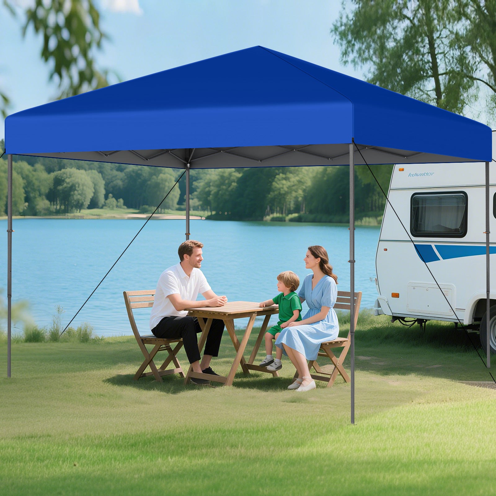 10 X 10 Feet Pop up Canopy Tent with Portable Carrying Bag and 8 Stakes, Blue Canopies at Gallery Canada