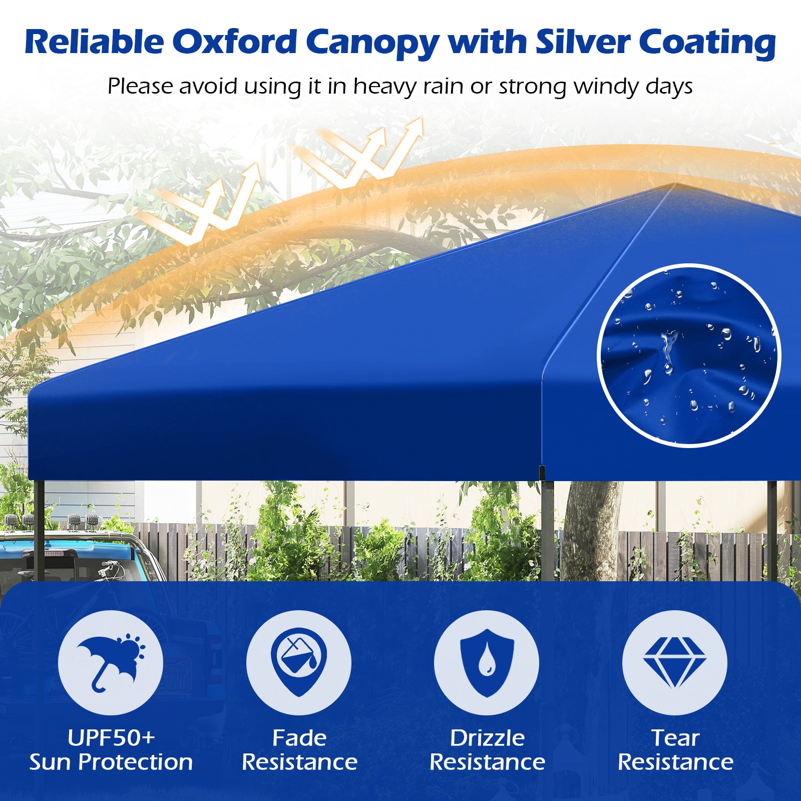10 X 10 Feet Pop up Canopy Tent with Portable Carrying Bag and 8 Stakes, Blue Canopies at Gallery Canada