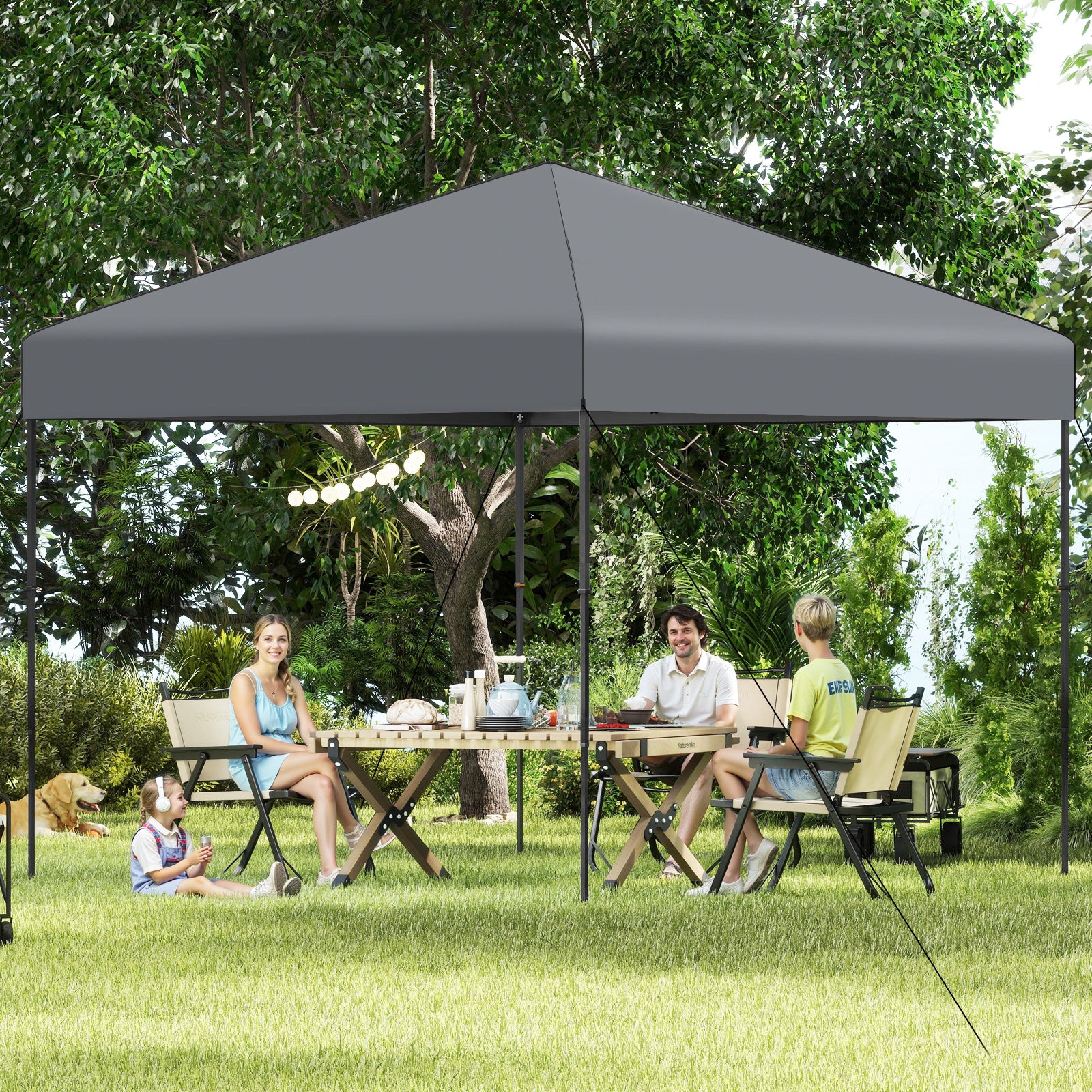 10 X 10 Feet Pop up Canopy Tent with Portable Carrying Bag and 8 Stakes, Gray Canopies at Gallery Canada