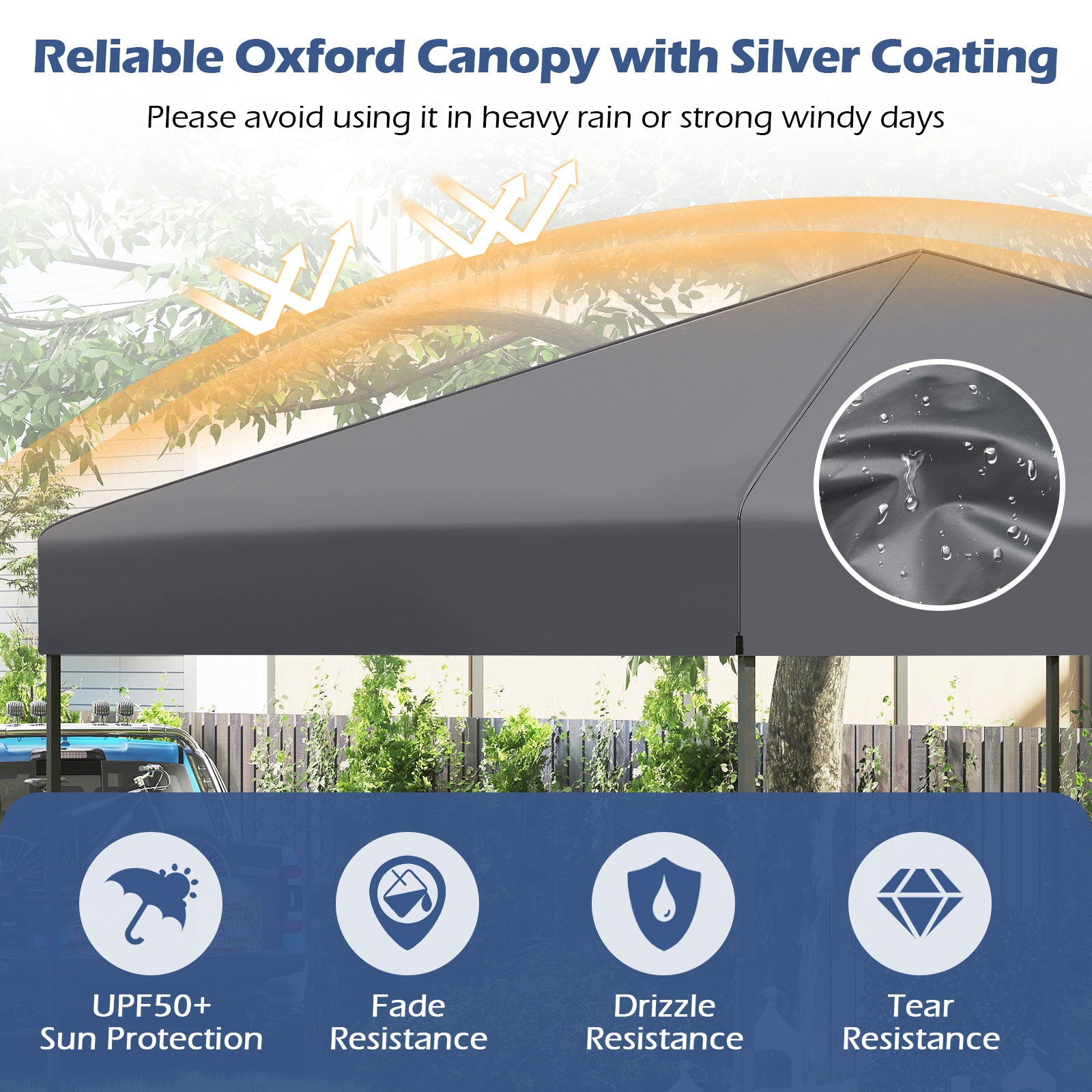 10 X 10 Feet Pop up Canopy Tent with Portable Carrying Bag and 8 Stakes, Gray Canopies at Gallery Canada