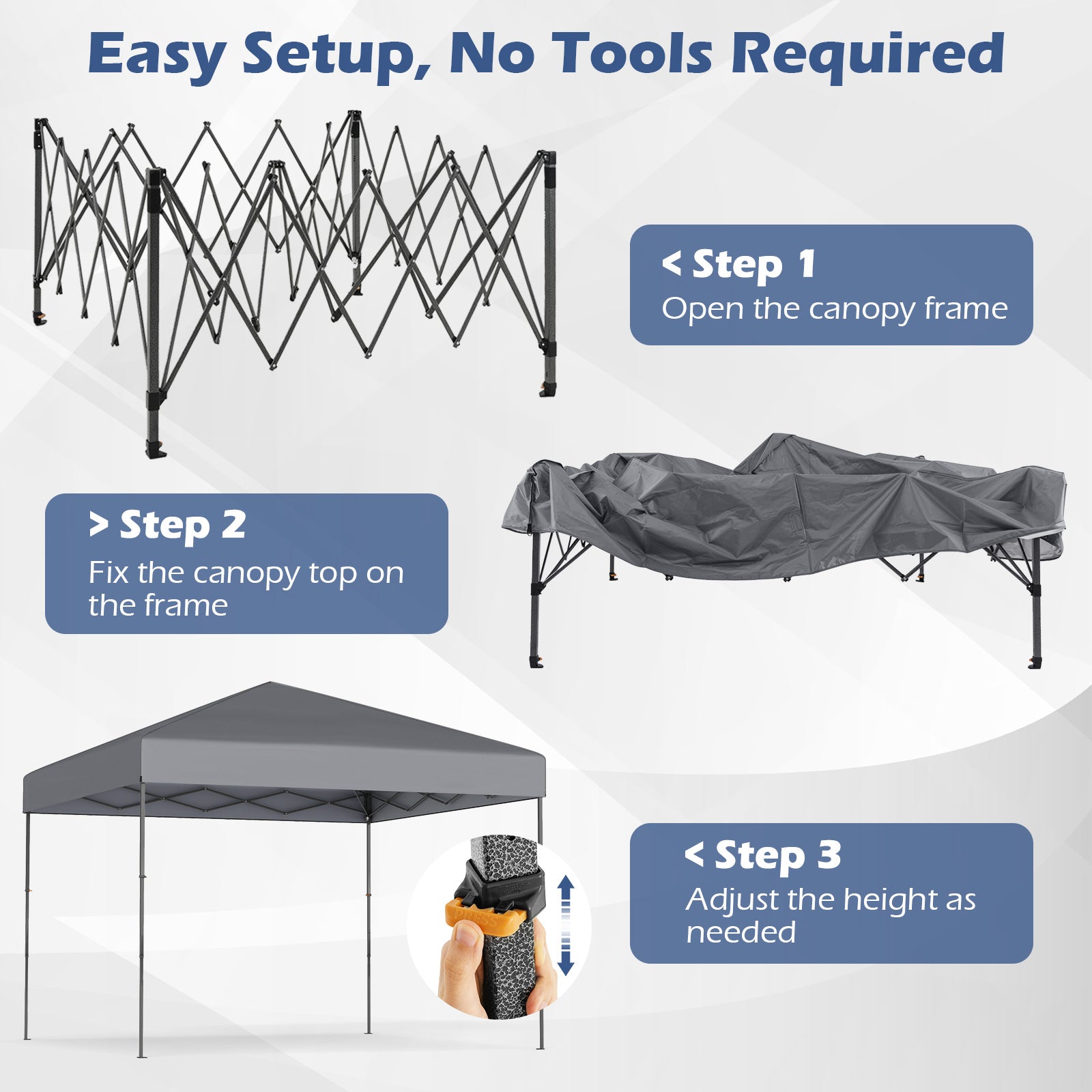 10 X 10 Feet Pop up Canopy Tent with Portable Carrying Bag and 8 Stakes, Gray Canopies at Gallery Canada