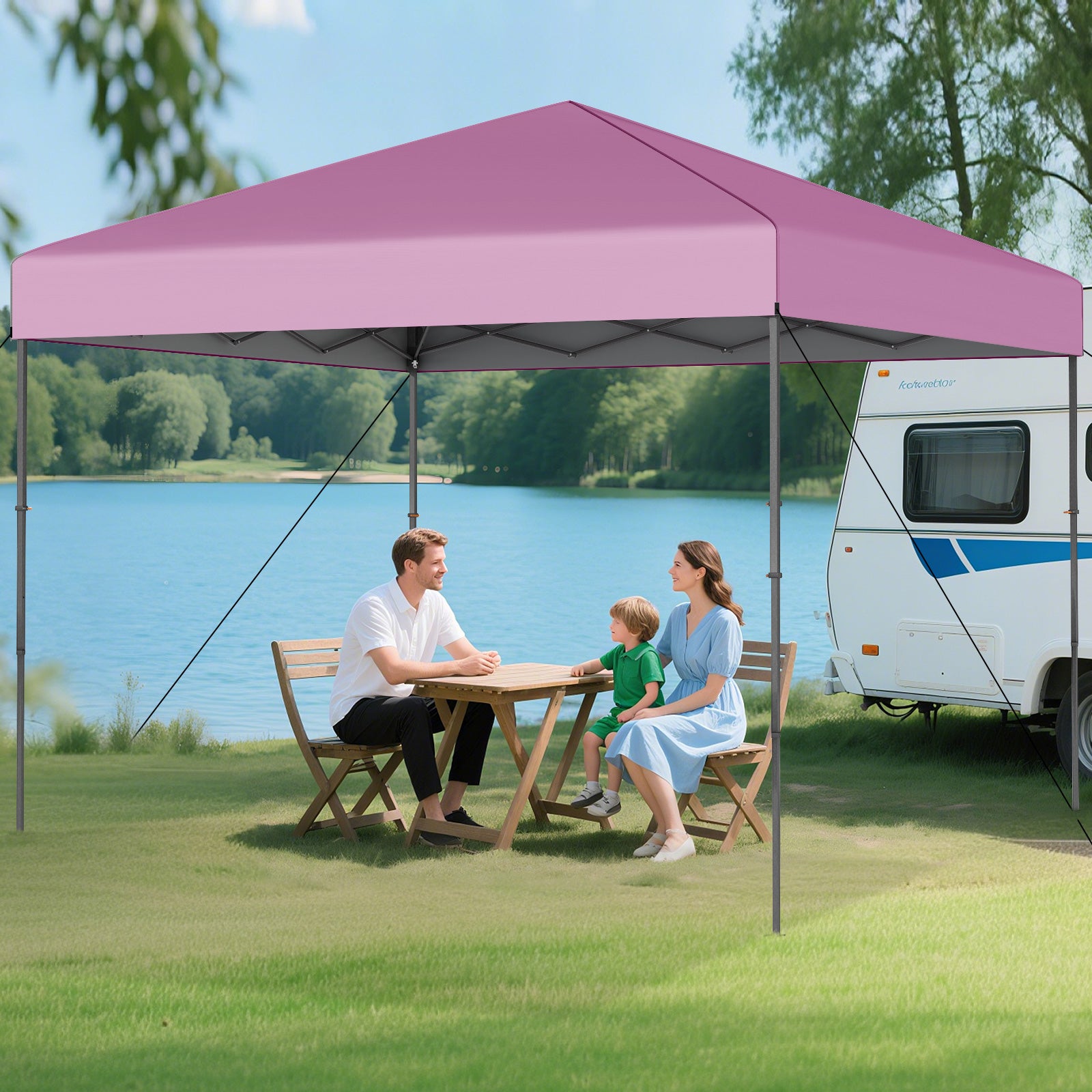10 X 10 Feet Pop up Canopy Tent with Portable Carrying Bag and 8 Stakes, Pink Canopies at Gallery Canada