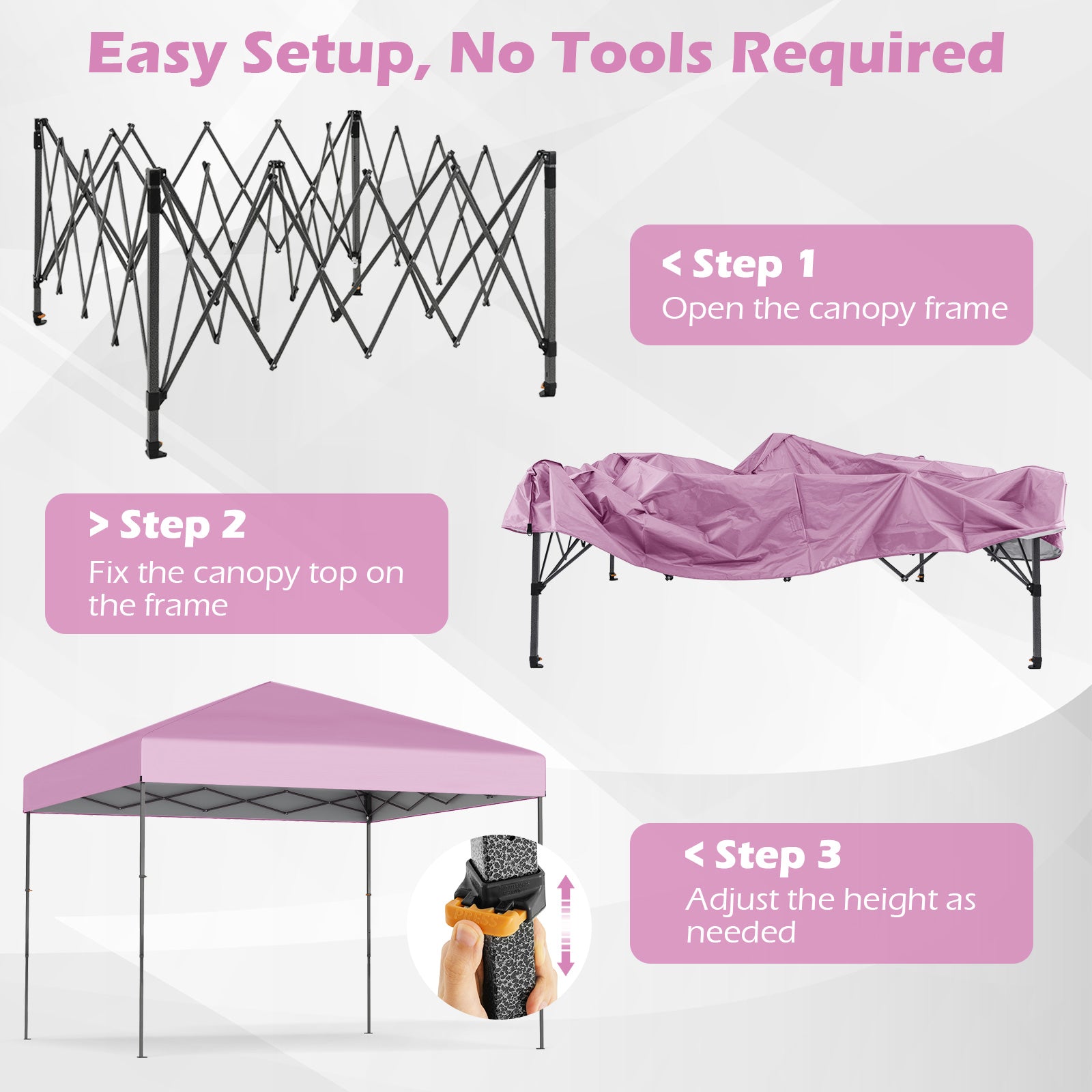 10 X 10 Feet Pop up Canopy Tent with Portable Carrying Bag and 8 Stakes, Pink Canopies at Gallery Canada