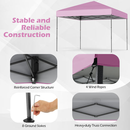 10 X 10 Feet Pop up Canopy Tent with Portable Carrying Bag and 8 Stakes, Pink Canopies at Gallery Canada
