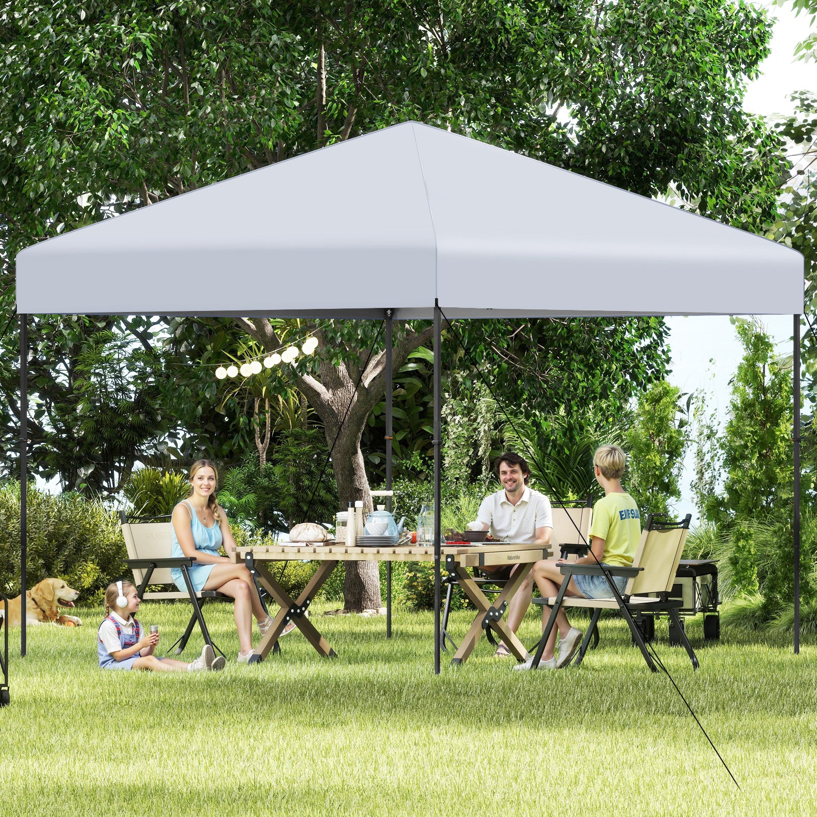 10 X 10 Feet Pop up Canopy Tent with Portable Carrying Bag and 8 Stakes, White Canopies at Gallery Canada
