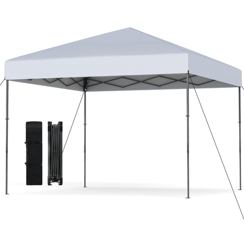 10 X 10 Feet Pop up Canopy Tent with Portable Carrying Bag and 8 Stakes, White
