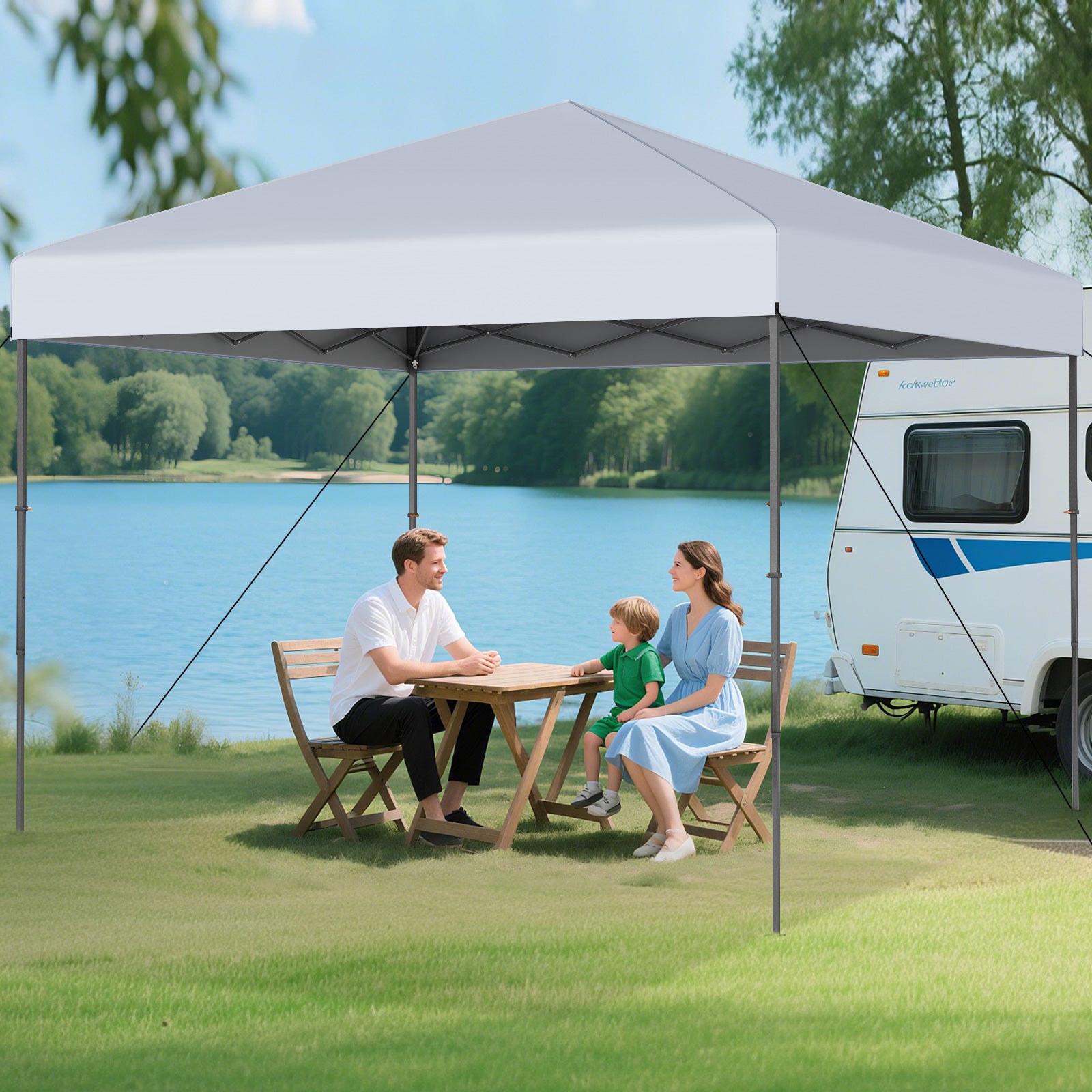 10 X 10 Feet Pop up Canopy Tent with Portable Carrying Bag and 8 Stakes, White Canopies at Gallery Canada